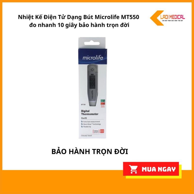 Nhiệt Kế Điện Tử Dạng Bút Microlife MT550 đo nhanh 10 giây bảo hành trọn đời
