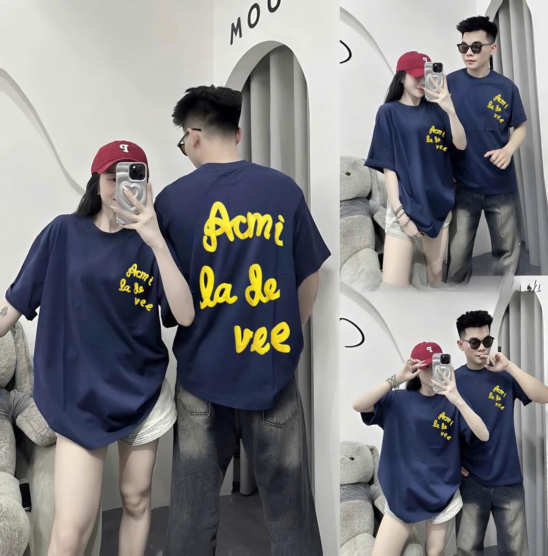 Product Introduction of Áo Phông cotton 2 chiều mịn mát - chữ Acmi.lade vee in nổi 2 mặt (Free size 40-70kg) 3