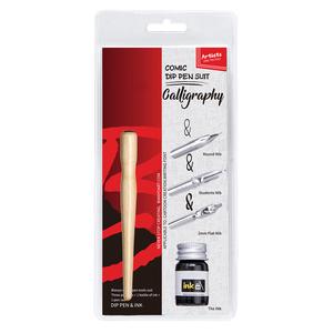 Dip Pen Set Comic Pro Drawing Kit 3 Nibs Wood Holder Ink Calligraphy Tools