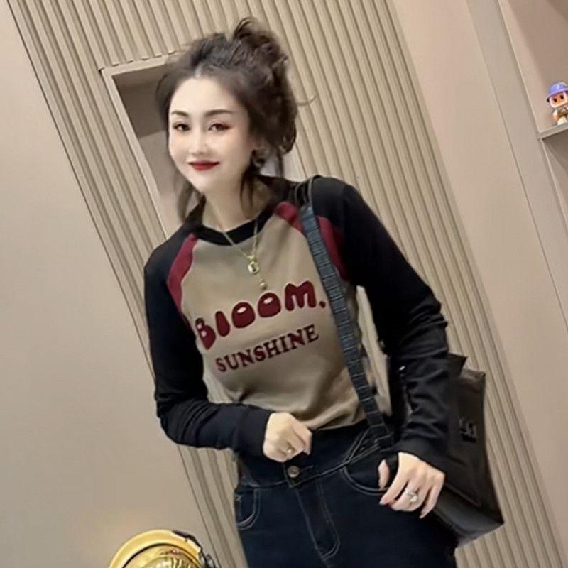 Quần Áo Mùa Thu Cho Nữ, Ngoại Cỡ, Hàng Châu Âu, Cổ Tròn, Dài Tay, Thiết Kế Khối Màu, Thích Hợp Cho Mùa Đông 2023, Hàng Mới Về, Có Thể Mặc Bên Trong, Mỏng Vừa Vặn, Phong Cách Phương Tây, Áo Khoác Chữ Cái Top Women Hoodie 0