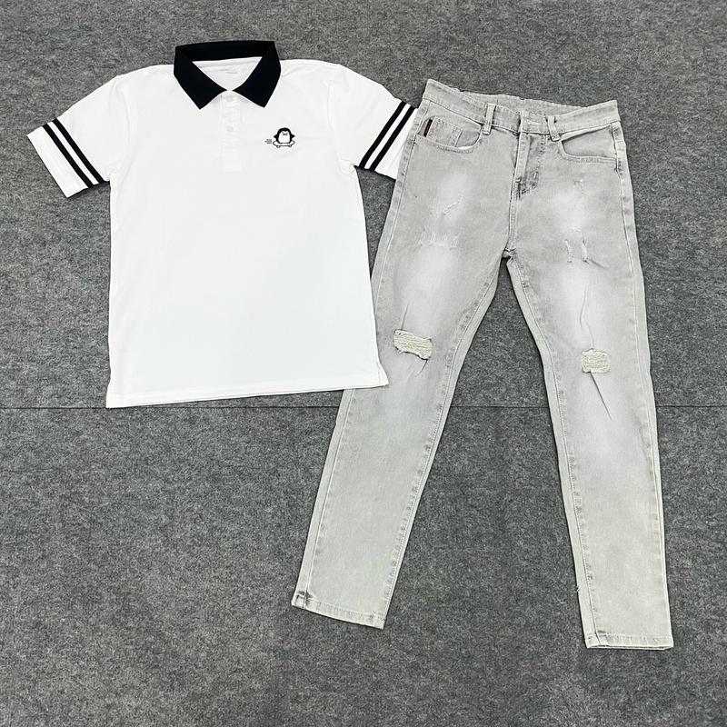 Bô Quần Jean Dài Nam Và Áo Polo Thêu Cao Cấp Menswear
