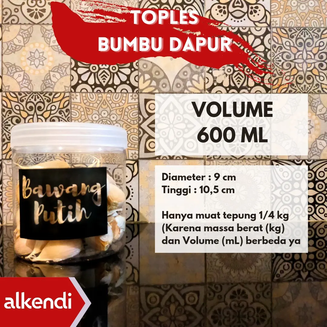 TABUNG 600 ML - TOPLES BUMBU DAPUR - TUTUP NATURAL (BENING)