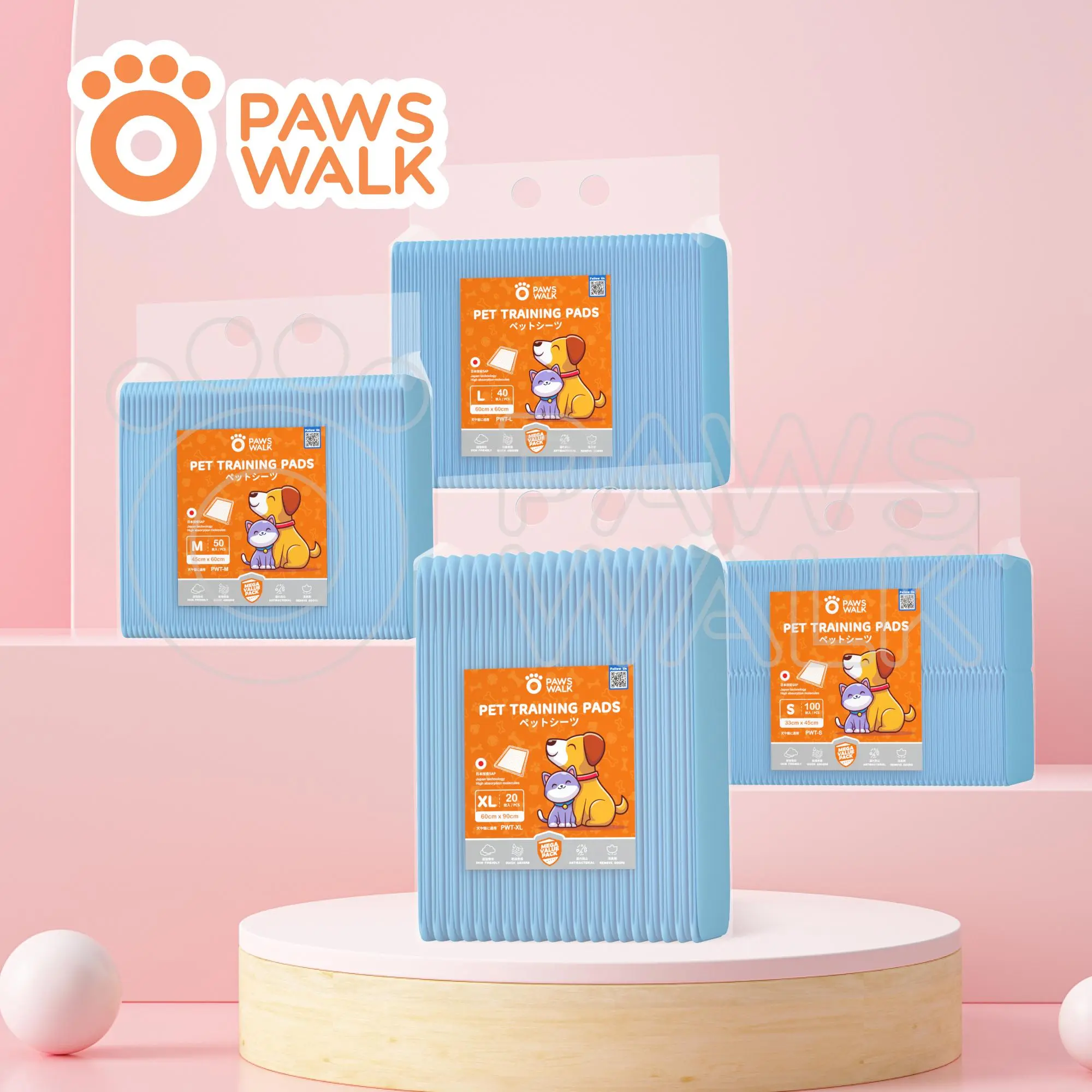 【PawsWalk】100PCS Pee Training Pad for Dogs and Cats