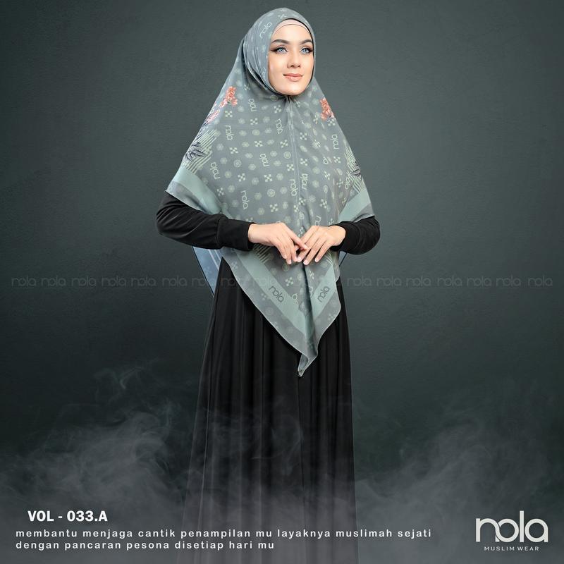 NOLA- Khimar printing vol 33 hijab ceruty instant 2 layer Santai Ceruti Layer Panjang Soft Syari Muslim Kerudung Hitam 1