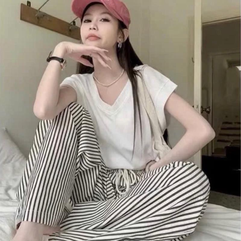[42Kg-65Kg] QUẦN KẺ ỐNG RỘNG LƯNG CAO CHẤT VẢI ĐŨI NHĂN HÁCH DÁNG 3
