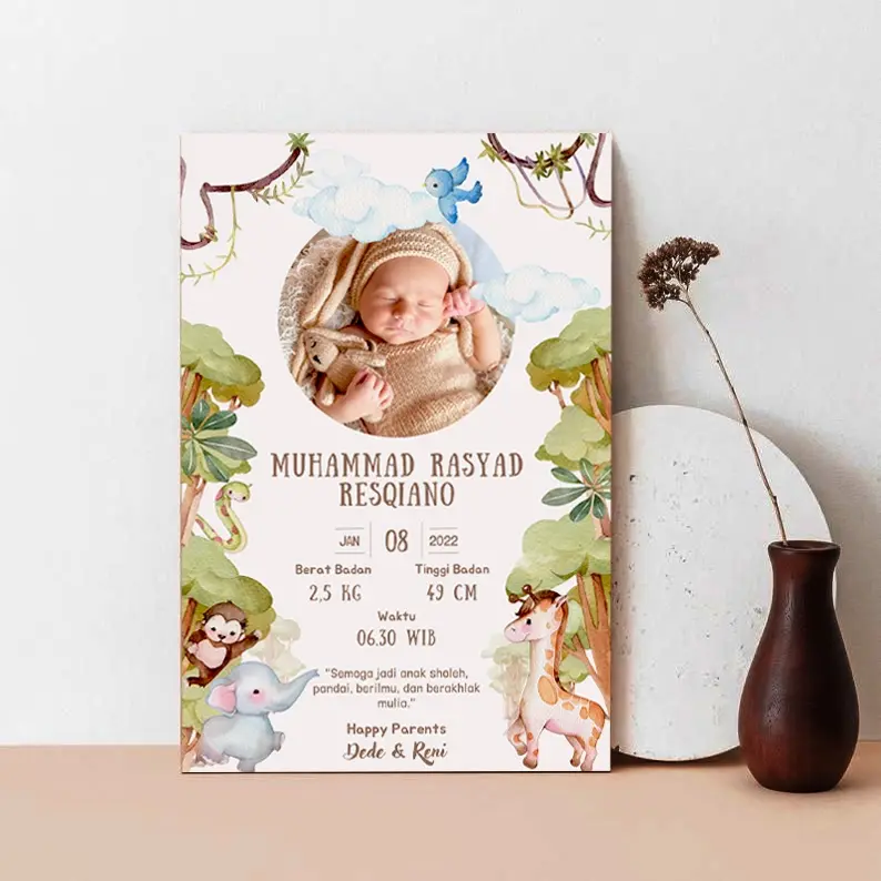 CETAK Biodata Bayi Newborn Modern Style 20x30cm Anak Dinding