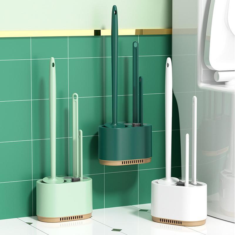 Product Introduction of Wall Mounted Toilet Brush Set, 1 Set Including Toilet Brush & Holder & Plunger, Household Bathroom Cleaning Tool Set 0