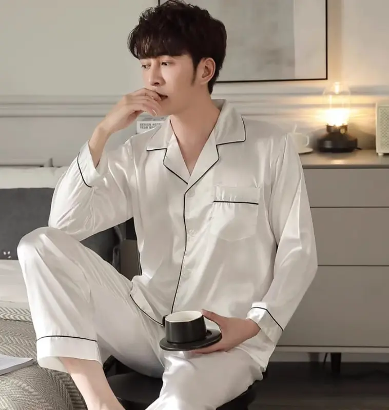 Baju tidur piyama cowok cewek bahan satin  Celana Panjang Polos 0