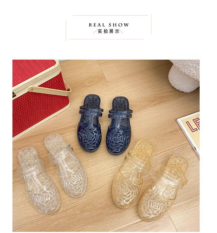 Product Introduction of Dép Lê Thời Trang, Xuyên Biên Giới, Dành Cho Nữ, Mặc Ngoài Trời Mùa Hè, Mũi Tròn, Khoét Lỗ Phẳng, Màu Trơn Chất Liệu PVC Trong Suốt, Phong Cách Thường Ngày Dép Lười Nữ 20