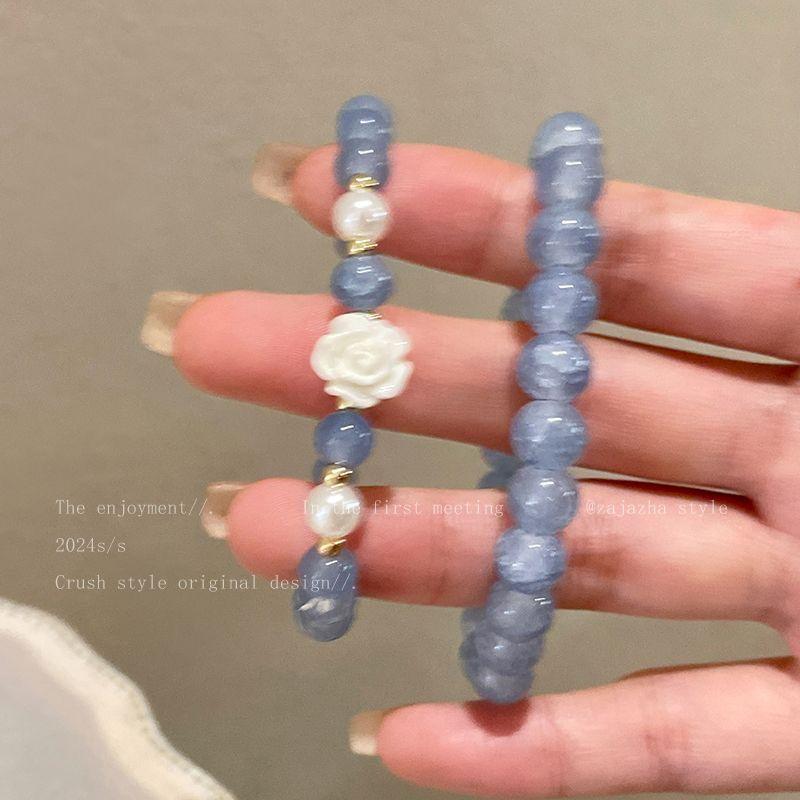 Product Introduction of สร้อยข้อมือ Camellia, Aquamarine, การออกแบบพิเศษของผู้หญิง, เหมาะสำหรับแฟน, ดูดี, เหมาะสำหรับนักเรียนปาร์ตี้, สร้อยข้อมือลูกปัด 0