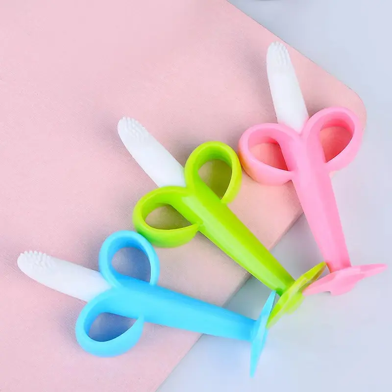 Soft baby banana toothbrush, children's silicone teething stick, baby biting toothbrush, food grade silicone boilable toys pacifier  teeth