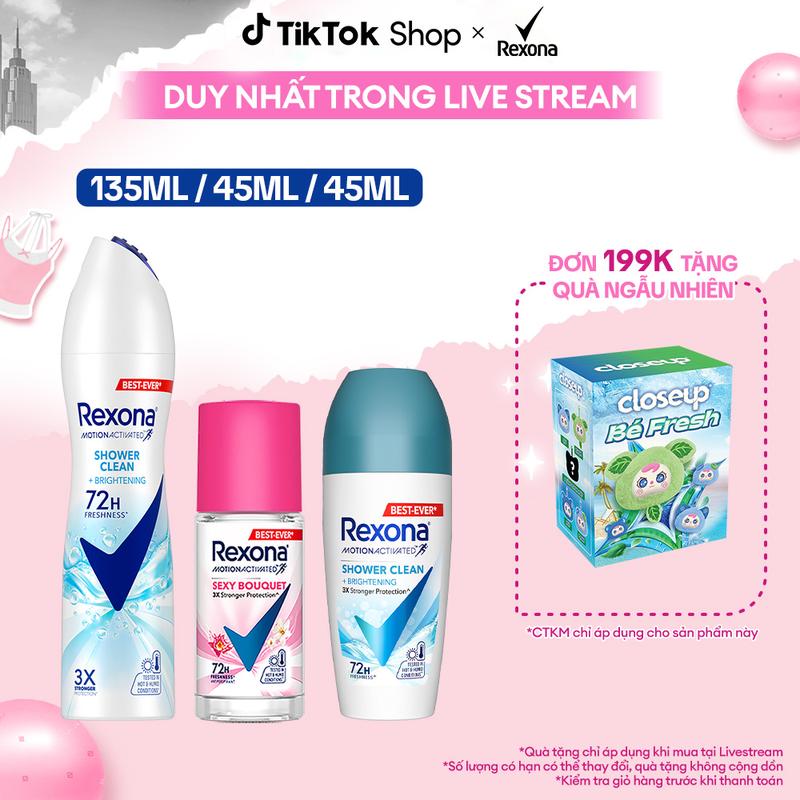  Lăn khử mùi Rexona Women Hỗ Trợ khô thoáng dành cho nữ 45ml - Shower Clean  1  