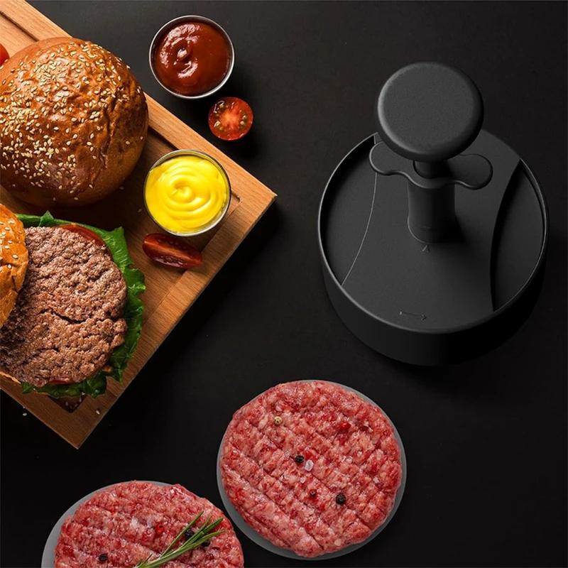 Máy Làm Bánh Burger, Gia Dụng, Hình Tròn, Thủ Công, Máy Ép Thịt Hamburger, Loại Ép Tay Bằng Nhựa, Khuôn Làm Bánh Thịt, Thích Hợp Cho BBQ 7