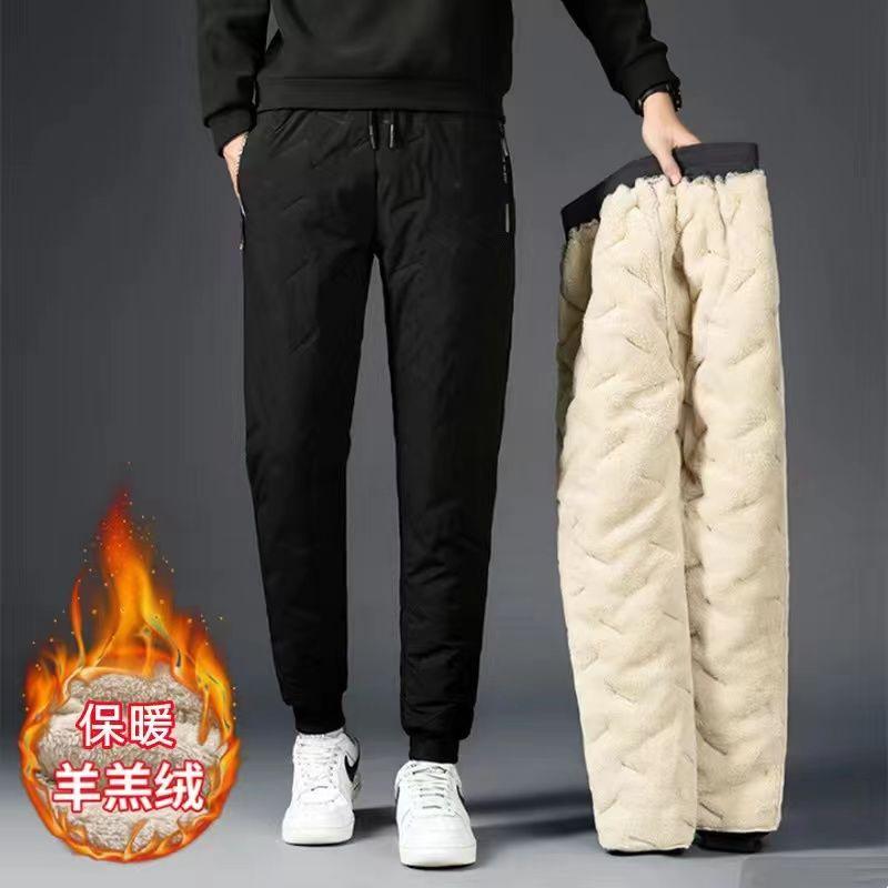 Quần Cashmere, Lót Lông Cừu, Dày Dặn, Giữ Nhiệt, Quần Jogger Thường Ngày Dáng Rộng, Ngoại Cỡ Siêu, Hợp Xu hướng, Dành Cho Nam 6