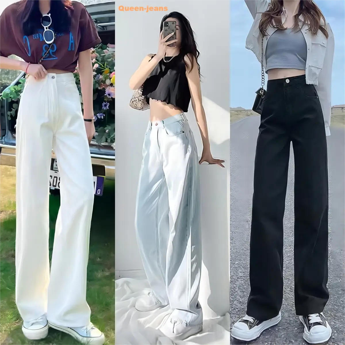 Queen-jeans✨Korean style✨Straight legs, not flared, light jeans/dark jeans, good fabric, breathable, comfortable