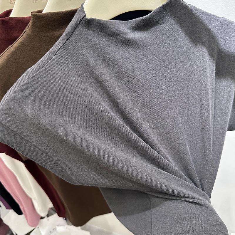 Product Introduction of Áo Thun Cổ Lọ Nửa, ngắn Tay Áo, Áo Dệt Kim, Dành Cho Nữ, Phong Cách Mới Mùa Thu Và Mùa Hè, Áo Sơ Mi Cơ Sở Lớp Bên Trong, Dễ Thương Và Gợi Cảm, Dễ Phối Đồ Ngọt Ngào Và Cay, Năm 2025 14