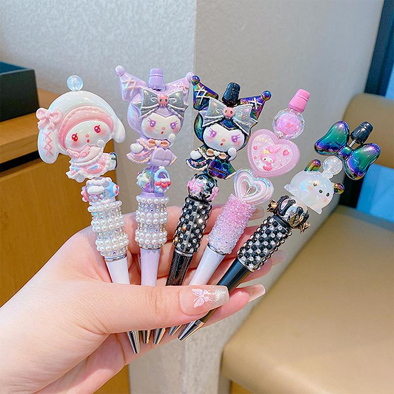 Product Introduction of Sanrio Bead String Pen Kawaii Hello Kitty Cinnamoroll Cute Cartoon DIY Pen Pompompurin Kuromi My Melody Stationery Birthday Gift 10