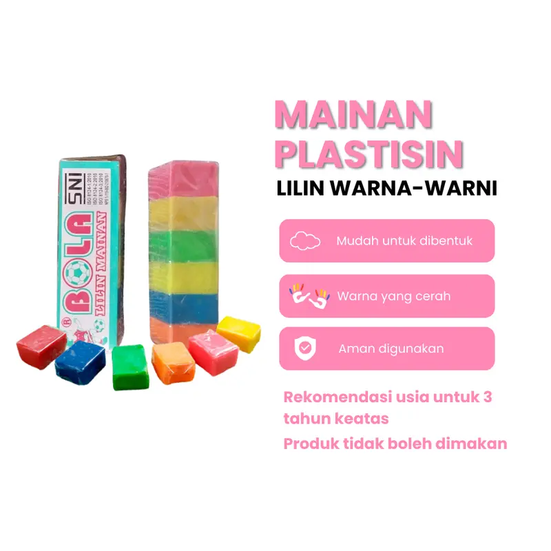 Mainan Malam Lilin Warna Warni Plastisin isi 6 1