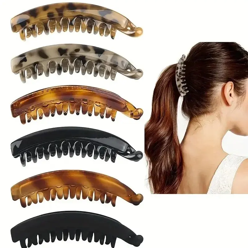 Matte Solid Banana Hair Claw Clips Clamp Barrettes Big Women Hairgrips Hairpin Girls Ponytail Hair Accessories Leopard Headwear