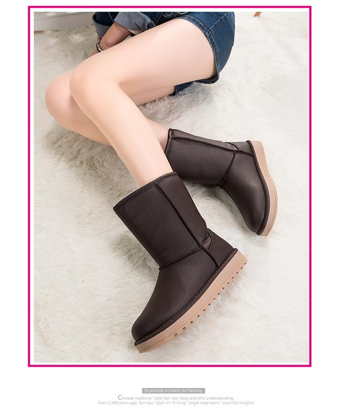 Product Introduction of Winter Non-Slip Boots High Leather plus Velvet Thick Cotton Boots Leisure Warm Non-Slip Waterproof Short Boots Women's Soft Bottom Girl Footwear 10