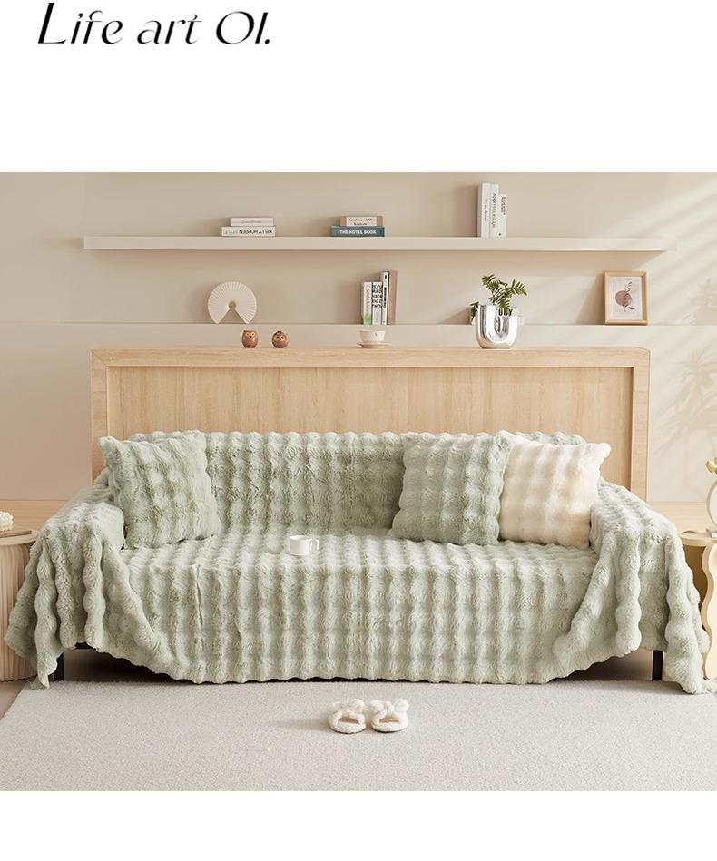 Product Introduction of High-end Winter Thickened Rabbit Fur Sofa Cover Sofa Slipcover Full Wrap Autumn Winter Universal Sofa Cover Wholesale 21
