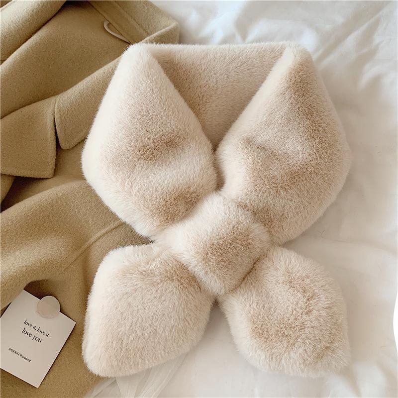 Product Introduction of Winter Plush Scarf for Women Soft Warm Thicken Neckerchief Solid Color Female Scarves 3