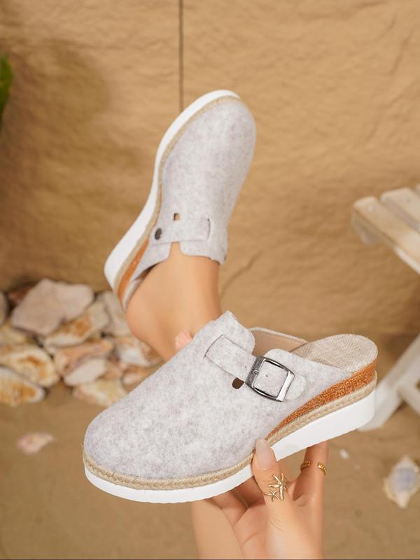 Women's Solid Color Slip on Slides, Casual Comfortable Platform Slippers for Beach, Fashionable Shoes for Indoor & Outdoor Wear 0