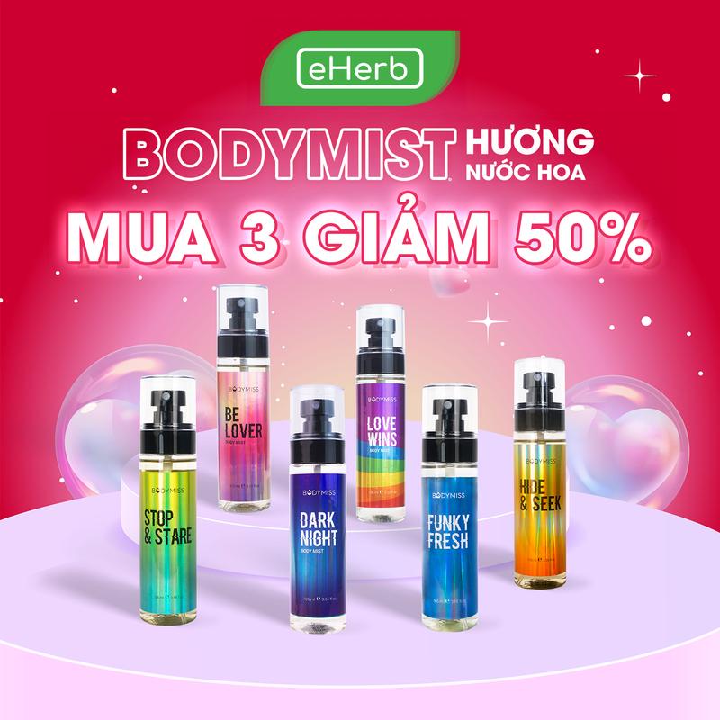[MUA 2 GIẢM 30% - MUA 3 GIẢM 50%] Bodymist Nước Hoa Nam Nữ EHERB - Xịt Thơm Body Nam Unisex BODYMISS Phù Hợp Đi Học, Hẹn Hò - Xịt Khử Mùi Cho Nam - Nước Hoa Mini Hair Mist Perfume Cosmetic Fragrance Women Mỹ Phẩm Chính Hãng 30ml - 105ml (Chai)