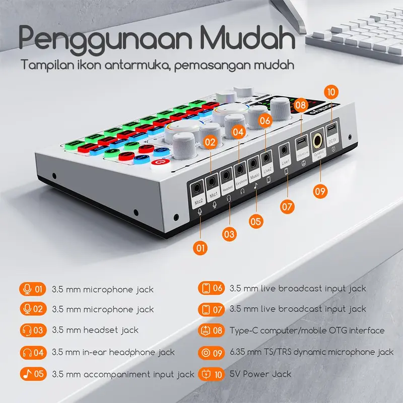 Bonkyo F999MAX sound card live broadcast equipment full set Bluetooth live sound card F999 soundcard audio live mixer for live broadcast karaoke 5
