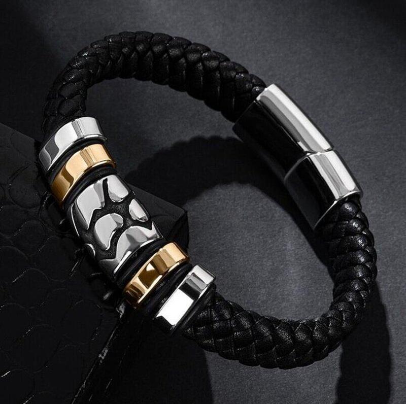 Product Introduction of Vòng Tay Da Dệt Phong Cách Punk Cho Nam, Thời Trang Châu Âu Và Mỹ Mới 0