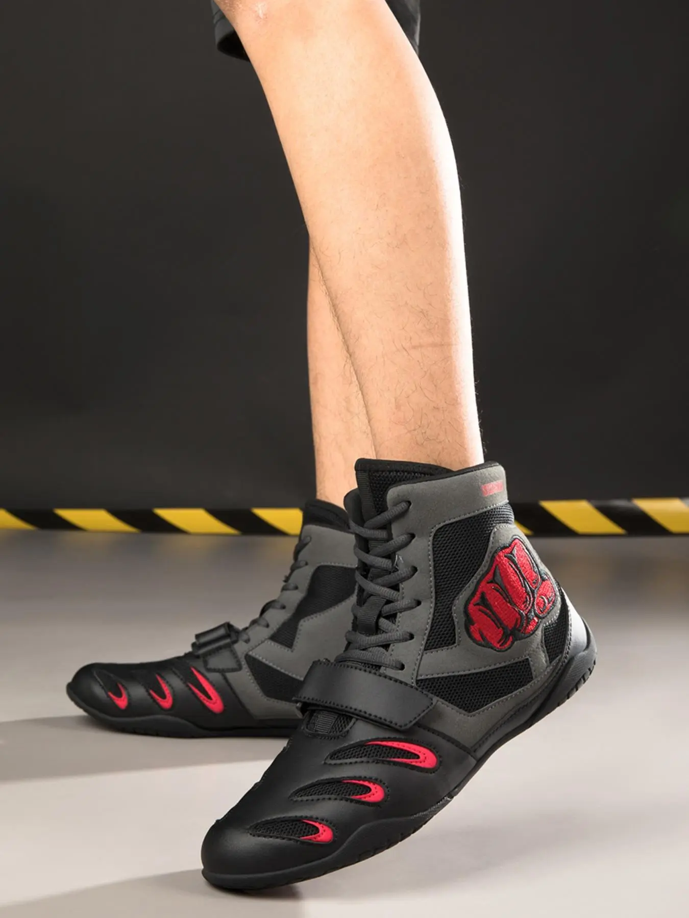 Men's Boxing Training Shoes, High Support & Non-slip Breathable Design Combat Training Shoes, Durable Sports Shoes for Boxing/Wrestling/Martial Arts
