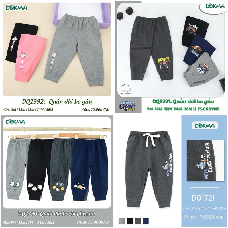 DOKMA - Quần dài bo ống vải cotton cho bé trai 0