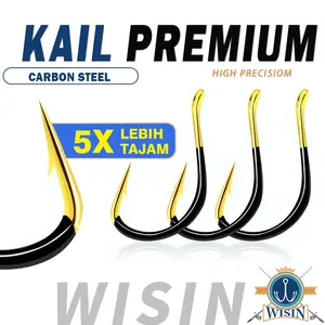 WISIN Kail Pancing Gold Hitam Isi 10pcs/pack High Carbon Steel Barbed Fishing Hook Tackle Kail GFYD