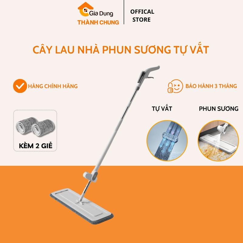 Cây lau nhà Thành Chung 2 in 1 Phun Sương Tự Vắt Tiện Lợi Có Kèm 2 Miếng Giẻ Thay Thế