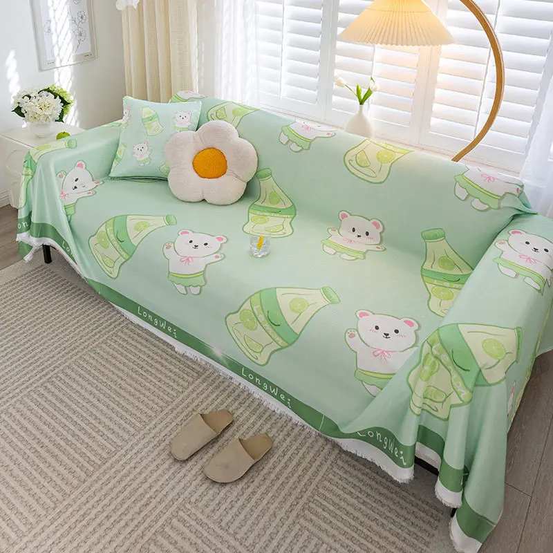 2025 Summer Cool Ice Silk Sofa Cover Towel Cover Towel Full Covered Summer Sofa Cushion Cover Mat Non-Slip Summer Mat