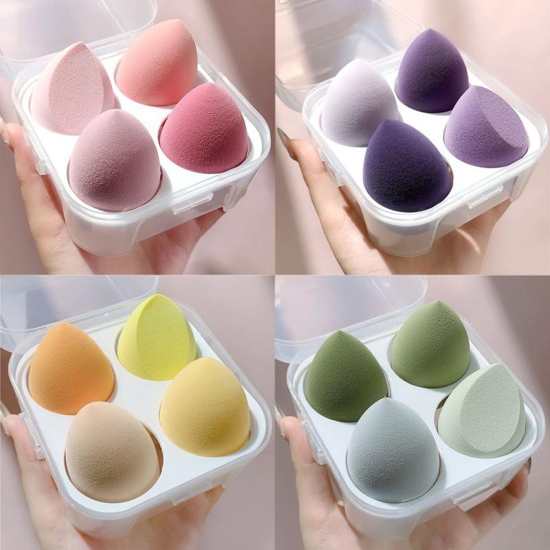 Hộp 4 mút trang điểm tông màu Pastel hình giọt nước xinh xắn mút tán kem nền make up chuyên ngiệp Besgi Beauty Cosmetic 5