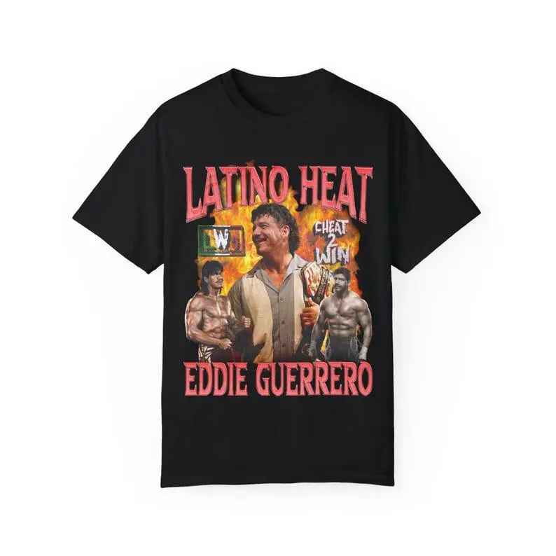 Eddie Guerrero WWE Tribute Tee, Vintage Wrestling TShirt, Latino Heat Fan Apparel, Classic Wrestler Gift, Unisex Heavy Cotton T-Shirt Fabric Menswear Top Collar Streetwear Knit Jersey