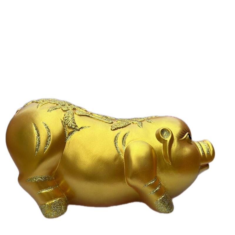 Heo đất tiết kiệm truyền thống size đại đựng tiền màu vàng đồng
