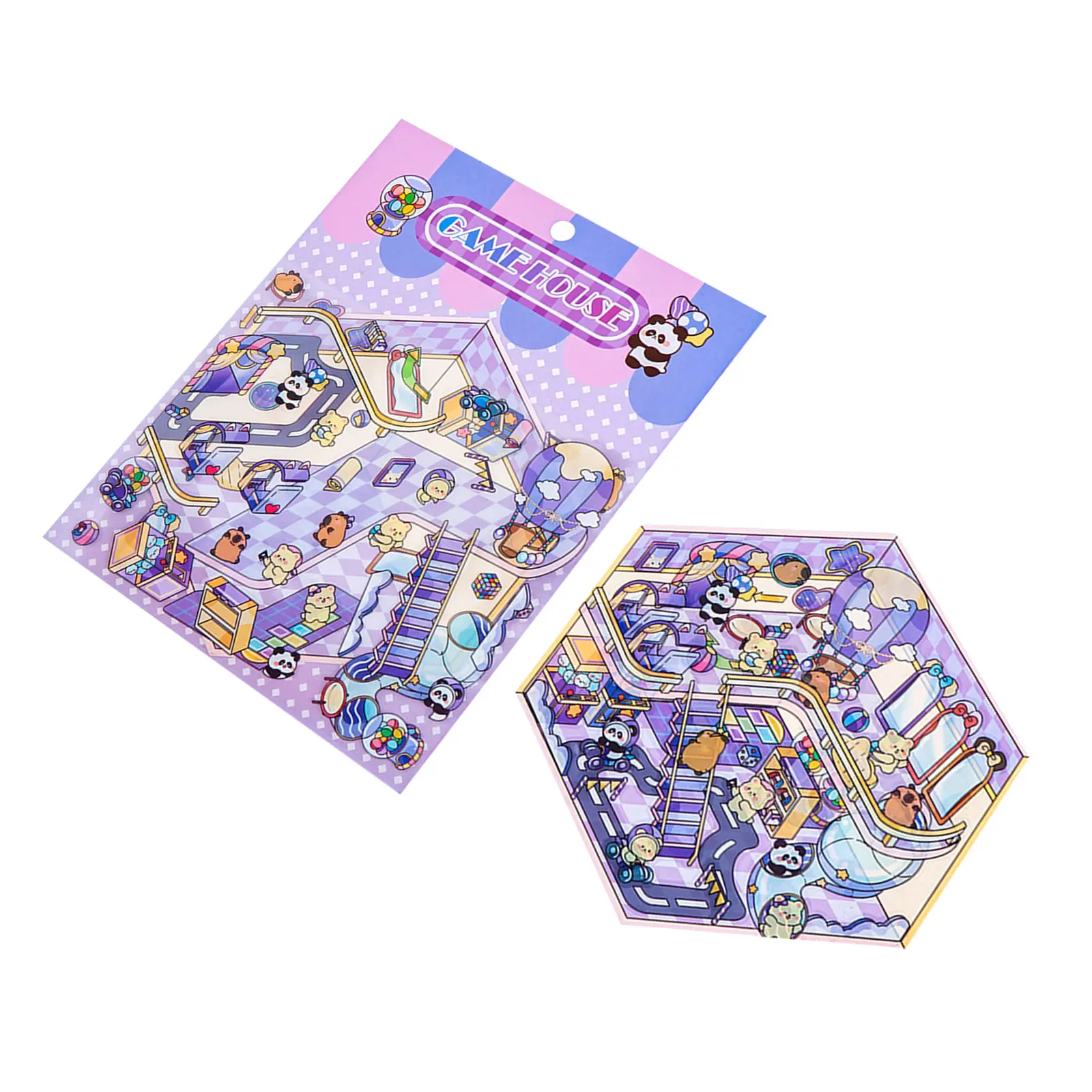 Fun 3D Miniature Scene Sticker Cartoon Miniature House Sticker for Scrapbooking Journal Notebook Photo Frame Phone Case