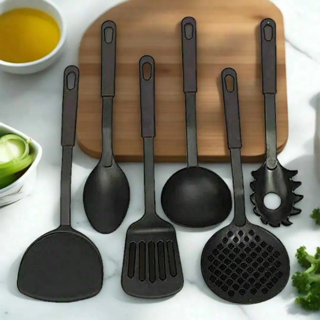 Spatula Kitchen Set 6in1 Alat Cooking Sutil sodek Plastik Warna Hitam