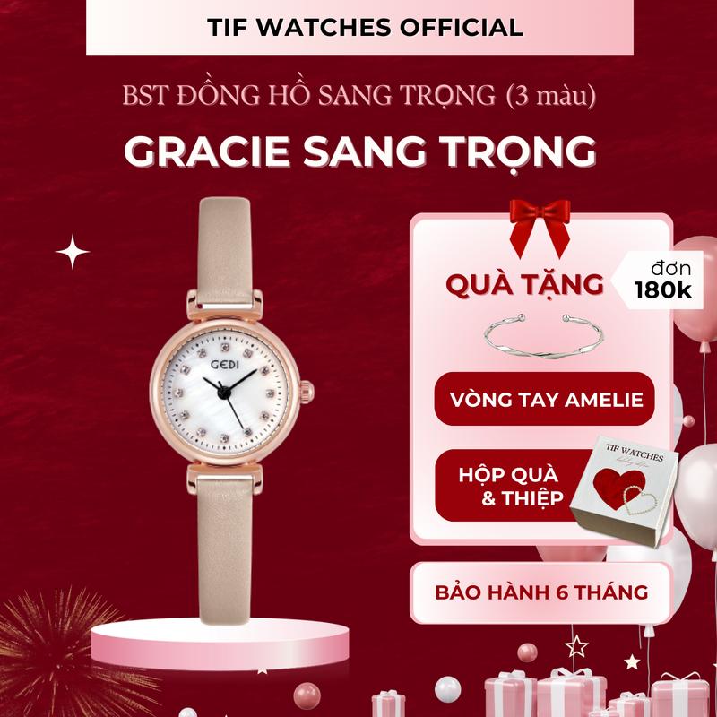 Đồng Hồ Nữ Lấp Lánh GRACIE Tif Watches Thiết Kế Tinh Tế Sang Trọng Tặng Quà Người Yêu Women Đeo Tay Titan