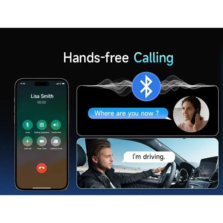 Layar Sentuh 10.26/7 inci Nirkabel Apple Carplay Stereo Mobil Portabel Android Otomatis, Navigasi Putar Mobil dengan Kontrol Suara, Panggilan/Musik Bebas Genggam Bluetooth, Pemancar AUX/FM, Penerima Radio Mobil Sepeda Motor 2
