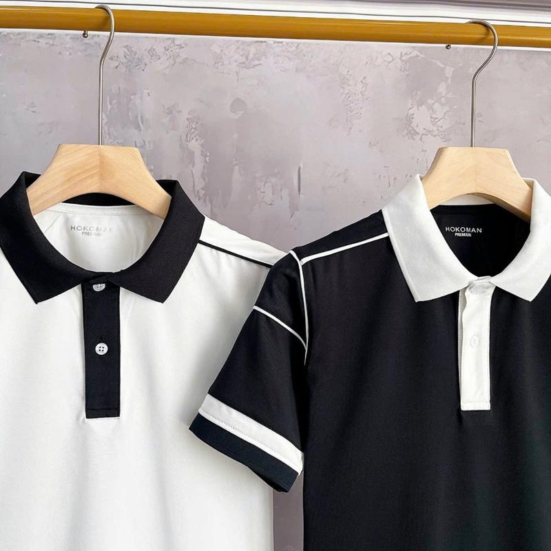Áo Polo Basic phối viền cao cấp -vải cotton cá sâu - đứng from tôn dáng ,lịch lãm 3