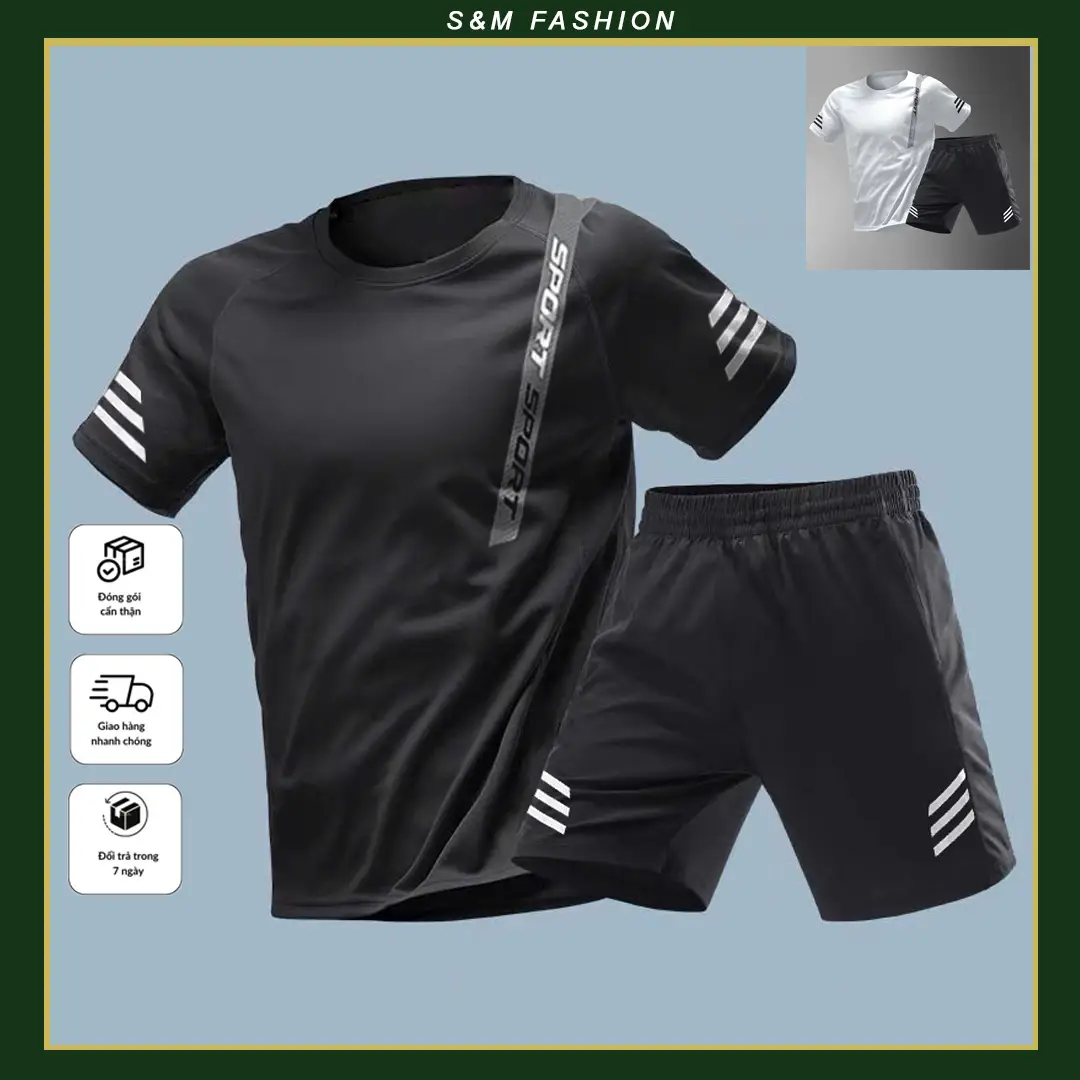 Bộ Đồ, Set Quần Áo Thể Thao Nam Nữ 30-120kg S&M Fashion, Sport Tập Thể Dục Chạy Bộ Tập Gym, Không Xù Vải, Co Dãn 4 Chiều, Cầu Lông, Gym, Bóng Đá. Mã D23
