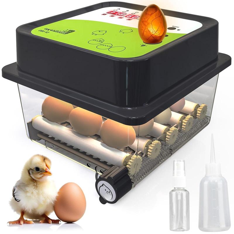 Okkobi M10 Egg Incubator – Holds 10 Eggs, Automatic Turning, Humidity Control, Built-In Egg Candler, Adjustable Rollers For Chicken, Quail, Duck, Pigeon Eggs