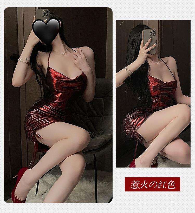 Product Introduction of 【4Z】Sexy halter strap dress, clubwear bodycon mini dress, waist-slimming ruffles bodycon dress, sweet and cool Korean-style nightgown 13