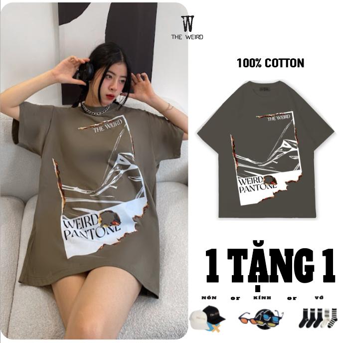 [MUA 1 TẶNG 1] Áo thun The Weird Local Brand Unisex Form Rộng Oversize Tay Lỡ ATK815 (Mua 1 sản phẩm tặng Nón, Kính & Vớ) Menswear Nam Top Cổ Tròn Cotton Xám