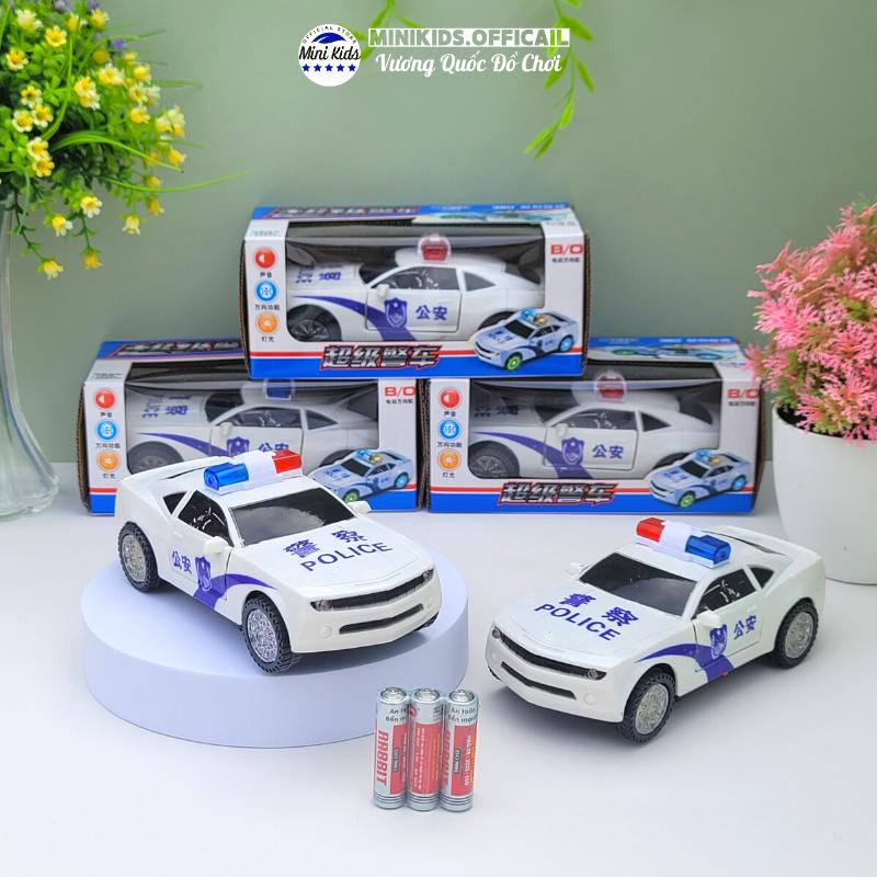 Xe ô tô cảnh sát chạy pin xoay 360o, Oto đồ chơi Police dành cho bé ( tặng kèm pin ) -  MiniKids Toy