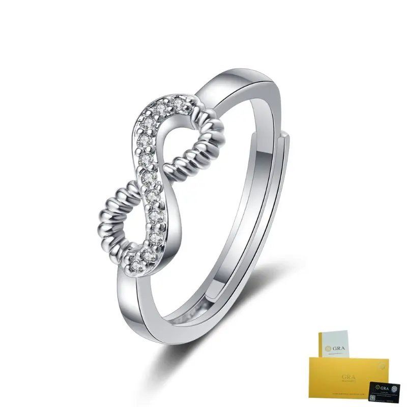 (with Gra Certificate) Fashion 8-Shaped Ring S925 Silver Accessories Simple Women's White Ring