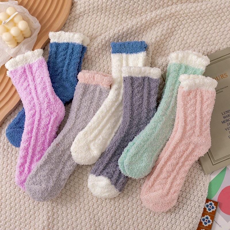 TẤT VỚ Ủ KEM LÔNG CỪU len bông cổ cao lông cừu siêu mềm mịn ,chất siêu dày giữ ấm